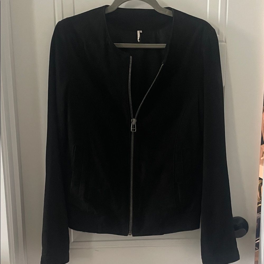 IRO Black Suede Zippered Bomber Jacket for Women